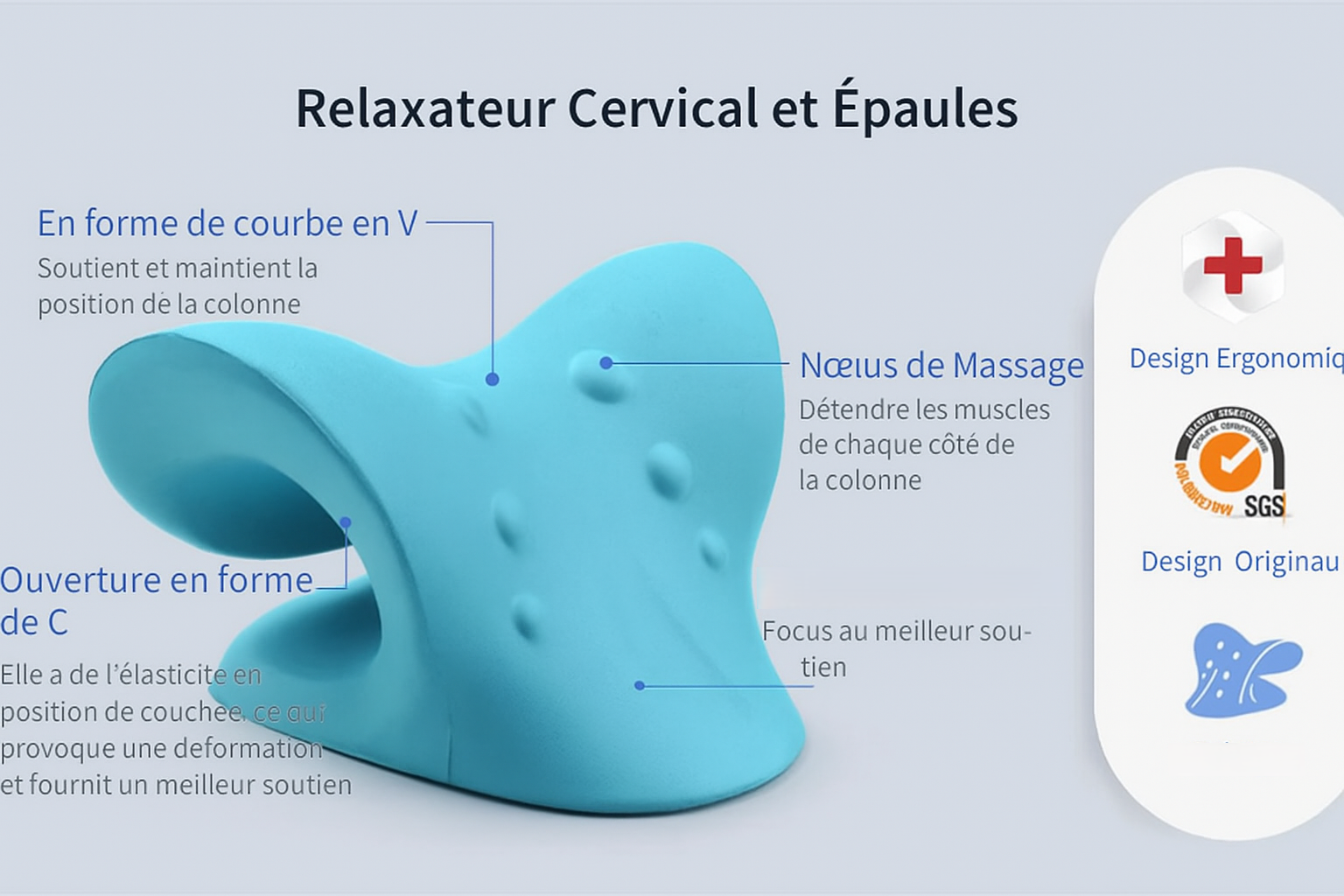 🌙 Oreiller de Relaxation Cervicale ZenAlign – Alignement & Détente